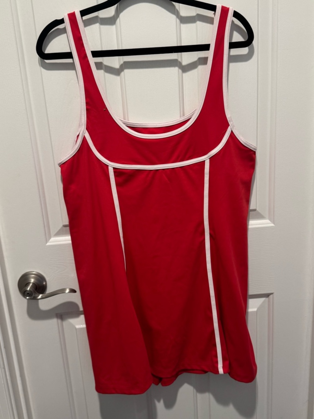 Anthropologie Red Tank Mini Dress with White Trim Size XL